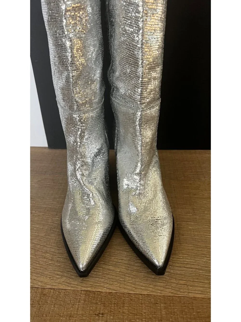 ALL SAINTS Reina Metallic Boot in Silver SIZE 7 New